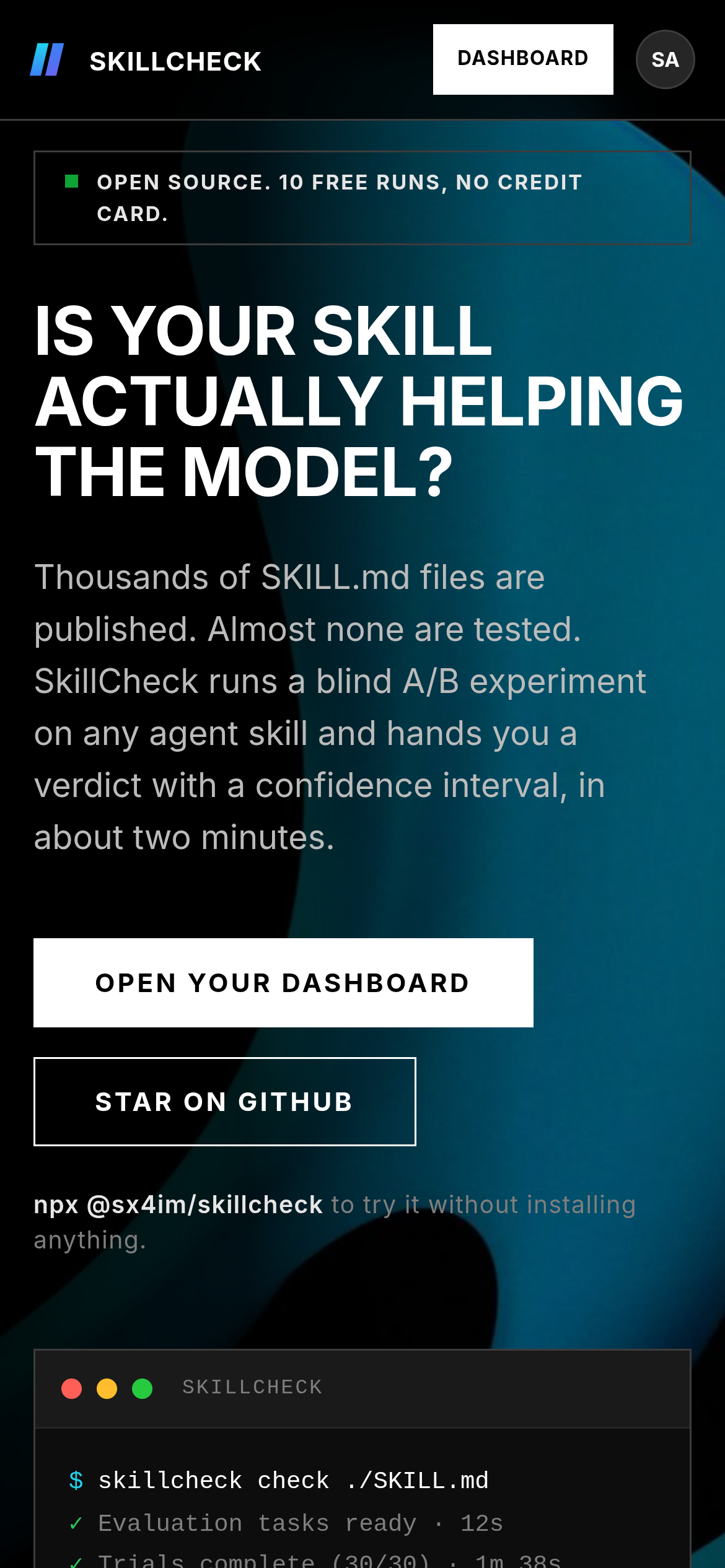 SkillCheck mobile preview